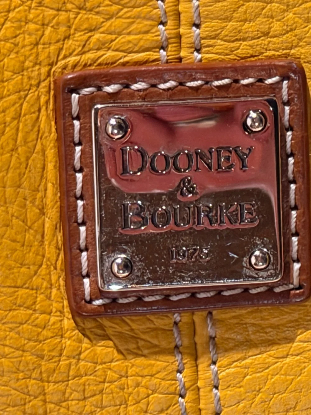 Dooney & Bourke Yellow Pebble Leather Hobo Bag Brown Trim Large Shoulder